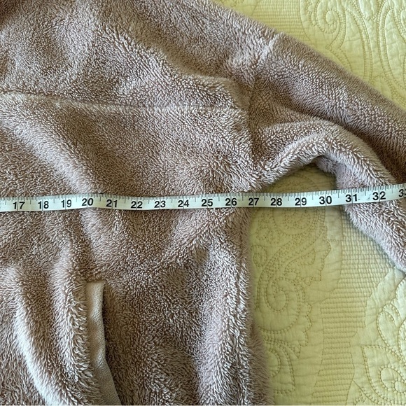 Dusty rose fuzzy pullover sweater super warm zip collar side pockets XL - Picture 10 of 10